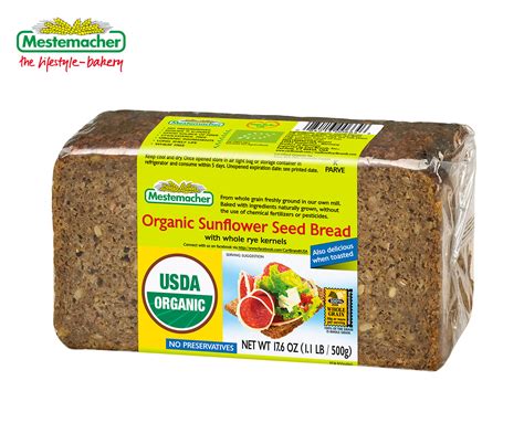 How many protein are in organic sunflower seed bread - calories, carbs, nutrition