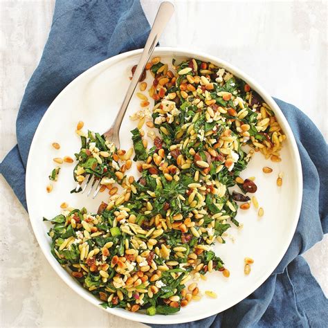 How many protein are in orzo salad with ripe olives and pine nuts - calories, carbs, nutrition