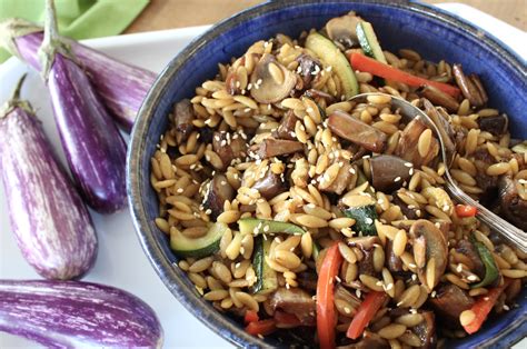 How many protein are in orzo with eggplant & red pepper - calories, carbs, nutrition