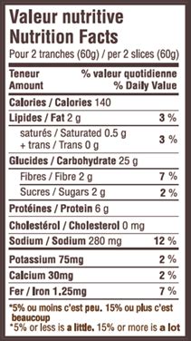 How many protein are in pain 100% ble entier - calories, carbs, nutrition