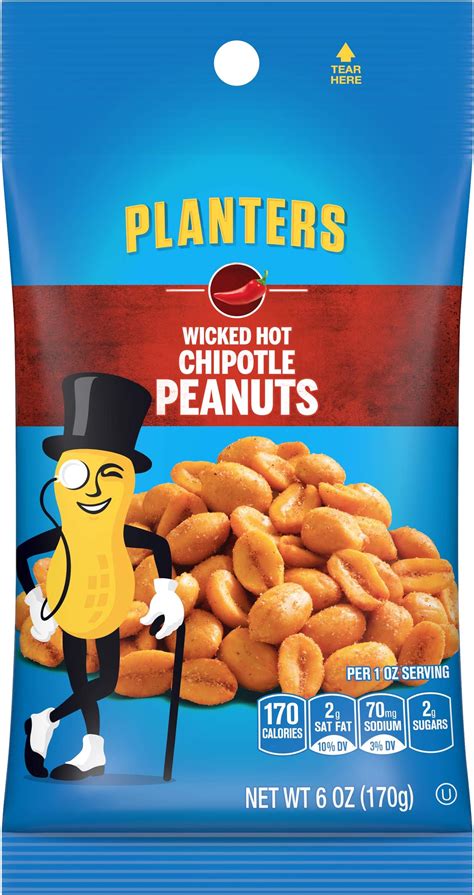 How many protein are in peanuts, wicked hot chipotle, planters - calories, carbs, nutrition