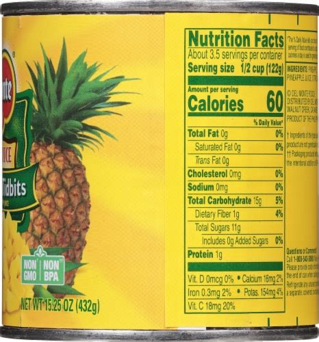 How many protein are in pineapple tidbits conv 1/2 cup - calories, carbs, nutrition