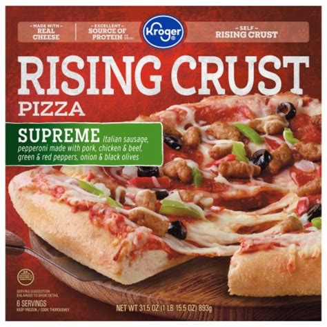 How many protein are in pizza - supreme rising crust, - calories, carbs, nutrition