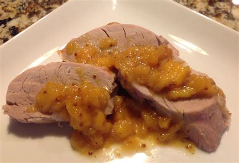 How many protein are in pork tenderloin with peach mustard - calories, carbs, nutrition