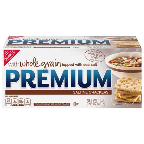 How many protein are in premium whole grain saltine crackers - calories, carbs, nutrition