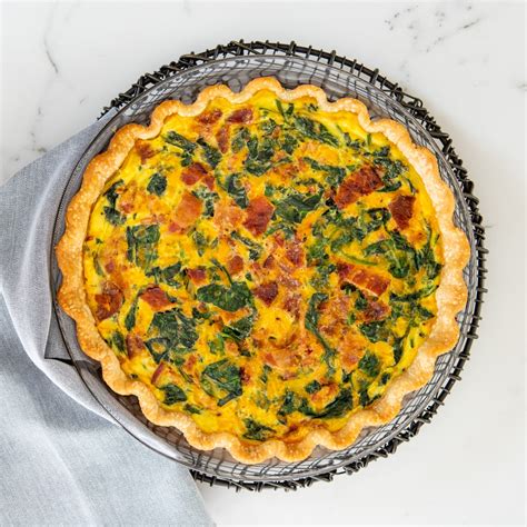 How many protein are in quiche, spinach bacon & swiss - calories, carbs, nutrition