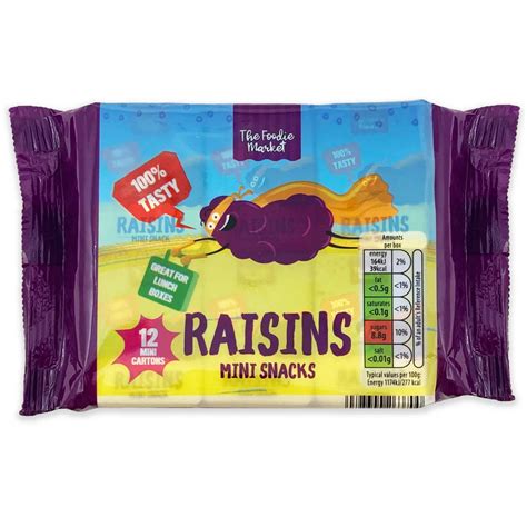 How many protein are in raisins mini-snacks - calories, carbs, nutrition