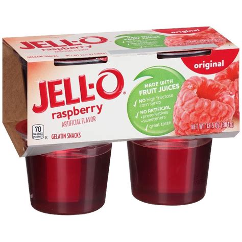 How many protein are in raspberry jell-o cup - calories, carbs, nutrition