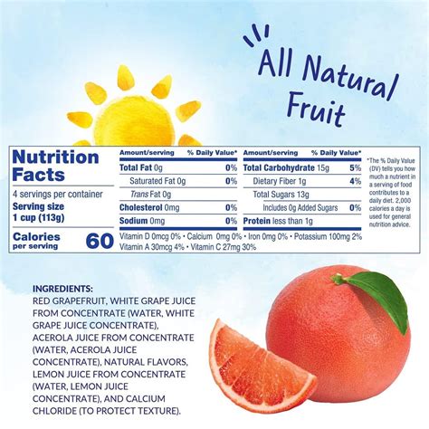 How many protein are in red grapefruit sunrise - calories, carbs, nutrition