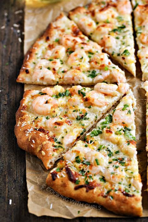 How many protein are in roasted garlic shrimp pizza, garlic butter - calories, carbs, nutrition