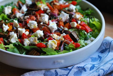 How many protein are in roasted vegetable and feta salad - calories, carbs, nutrition