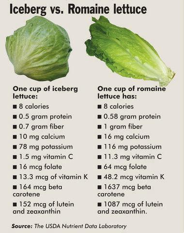 How many protein are in romaine, iceberg & mesclun - calories, carbs, nutrition