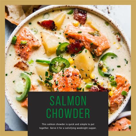 How many protein are in salmon chowder - calories, carbs, nutrition