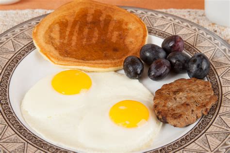 How many protein are in sand brkf pancake egg sausage cheese & syrup - calories, carbs, nutrition