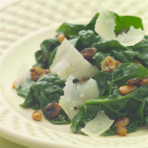 How many protein are in sauteed spinach with pine nuts and golden raisins - calories, carbs, nutrition