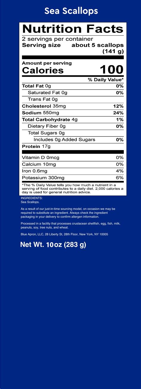 How many protein are in scalloped - calories, carbs, nutrition