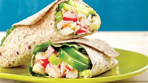 How many protein are in seafood salad wrap - calories, carbs, nutrition