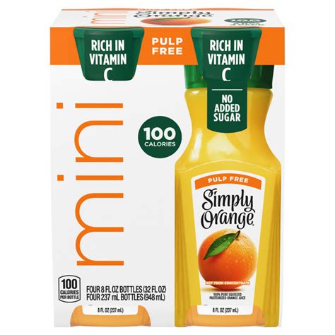 How many protein are in simply orange pulp free - calories, carbs, nutrition