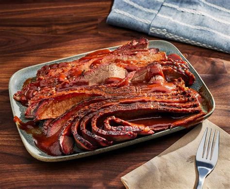 How many protein are in sliced bbq beef brisket - calories, carbs, nutrition