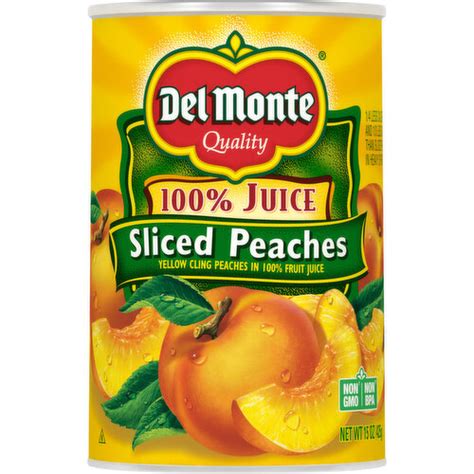 How many protein are in sliced peaches in 100% fruit juice - calories, carbs, nutrition