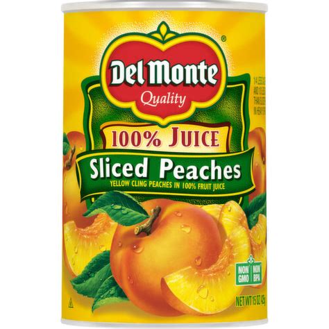 How many protein are in sliced peaches in 100% fruit juice - calories, carbs, nutrition