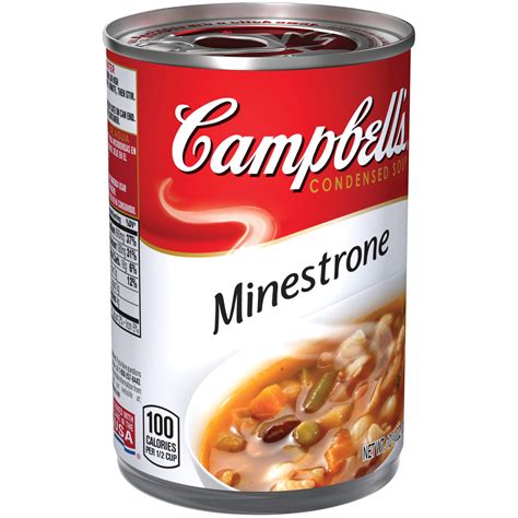 How many protein are in soup, minestrone, canned, condensed - calories, carbs, nutrition