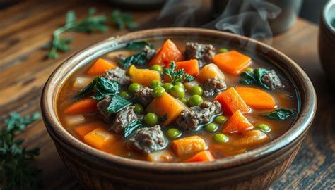 How many protein are in soup - vegetable beef, dehydrated, prepared with water - calories, carbs, nutrition