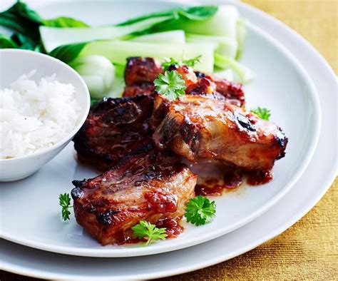 How many protein are in spare ribs with sticky chilli and plum glaze - calories, carbs, nutrition