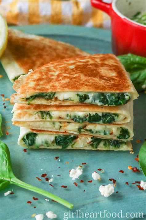 How many protein are in spinach feta quesadilla - calories, carbs, nutrition