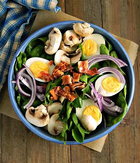 How many protein are in spinach salad with hot bacon dressing - calories, carbs, nutrition