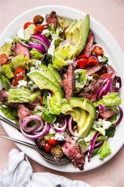 How many protein are in steak, blue cheese tomato salad - calories, carbs, nutrition