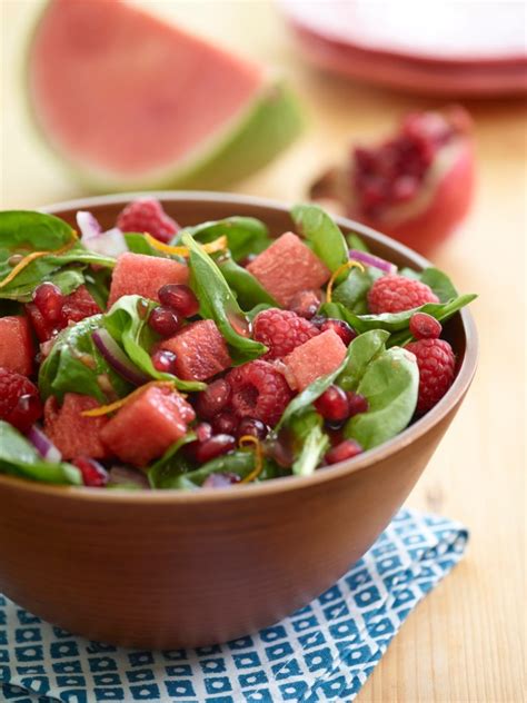 How many protein are in summer salad with watermelon and raspberry balsamic vinaigrette - calories, carbs, nutrition