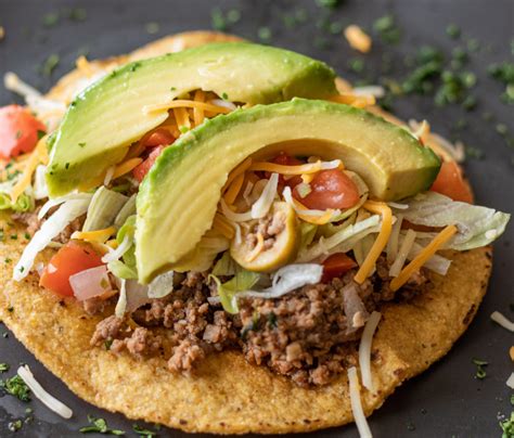 How many protein are in taco beef tostada - calories, carbs, nutrition