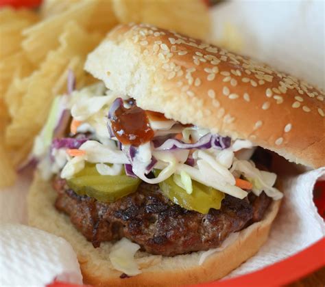 How many protein are in tangy bbq burger w/coleslaw - calories, carbs, nutrition