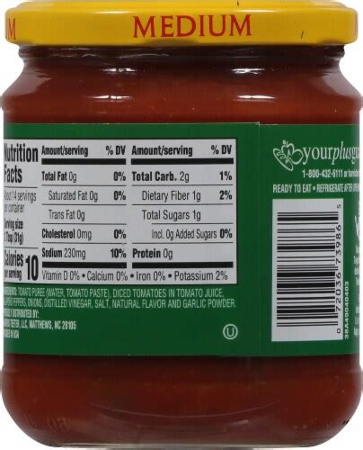 How many protein are in thick and chunky medium salsa (63409.0) - calories, carbs, nutrition