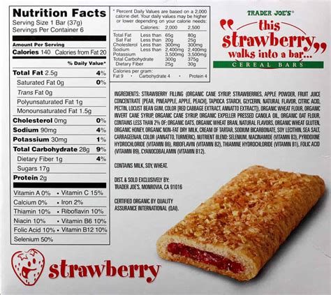 How many protein are in this strawberry walks into a bar - calories, carbs, nutrition