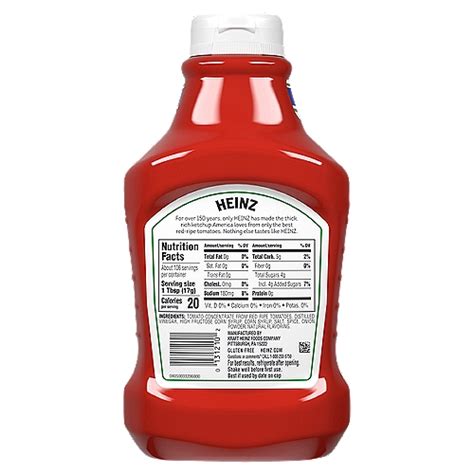 How many protein are in tomato ketchup - calories, carbs, nutrition