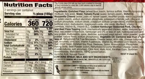 How many protein are in totino's hamburger pizza - calories, carbs, nutrition