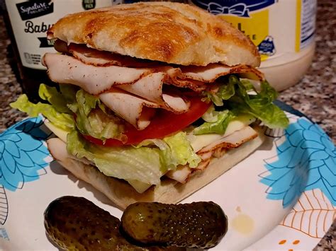 How many protein are in turkey and pepperjack on ciabatta - calories, carbs, nutrition