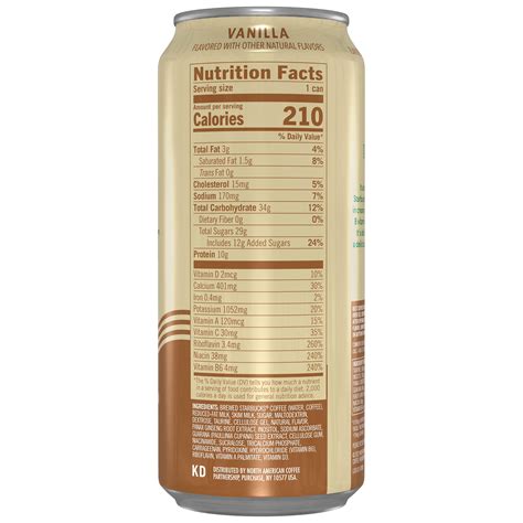 How many protein are in vanilla coffee energy drink - calories, carbs, nutrition