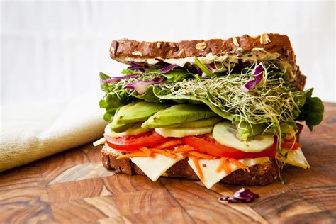 How many protein are in veggie sandwich on whole grain wheat - calories, carbs, nutrition