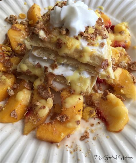 How many protein are in waffles georgia w/ peaches - calories, carbs, nutrition