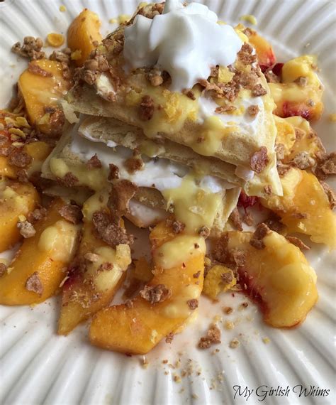 How many protein are in waffles georgia w/ peaches - calories, carbs, nutrition