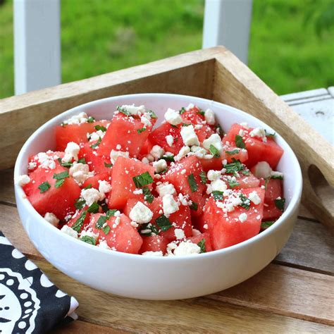 How many protein are in watermelon feta salad with mint - calories, carbs, nutrition