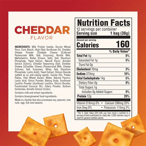 How many protein are in wheat -n- cheddar crackers - calories, carbs, nutrition