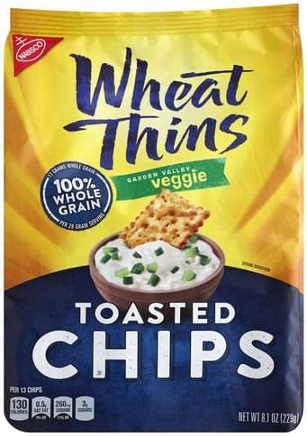 How many protein are in wheat thins toasted chips garden valley veggie - calories, carbs, nutrition