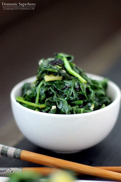 How many protein are in wilted spinach with sesame and ginger - calories, carbs, nutrition