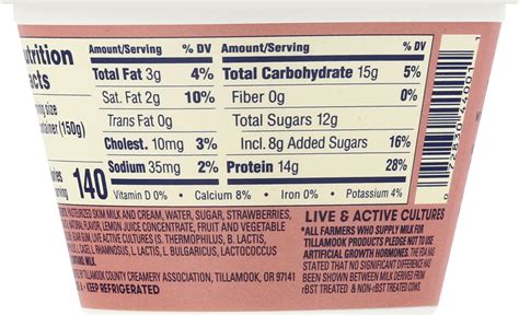 How many protein are in yogurt - oregon strawberry - calories, carbs, nutrition