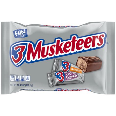 How many sugar are in 3 musketeers - calories, carbs, nutrition