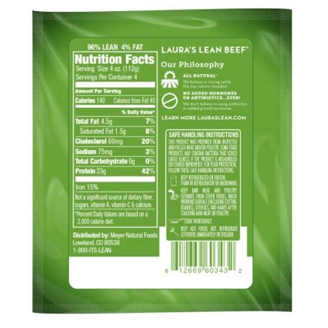 How many sugar are in 96% ground beef - calories, carbs, nutrition